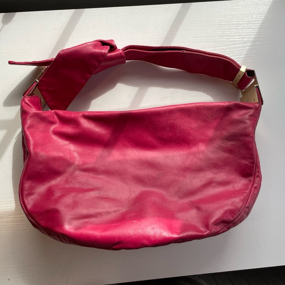SALE 40% OFF | Badgley Mischka Pink Glazed Leather Hobo Shoulder Bag - Picture 2 of 9